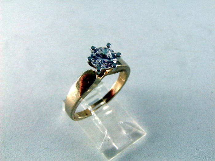 VINTAGE STYLE STERLING SILVER GOLD VERMEIL 1 CT CZ ENGAGEMENT RING SZ 7 1/4