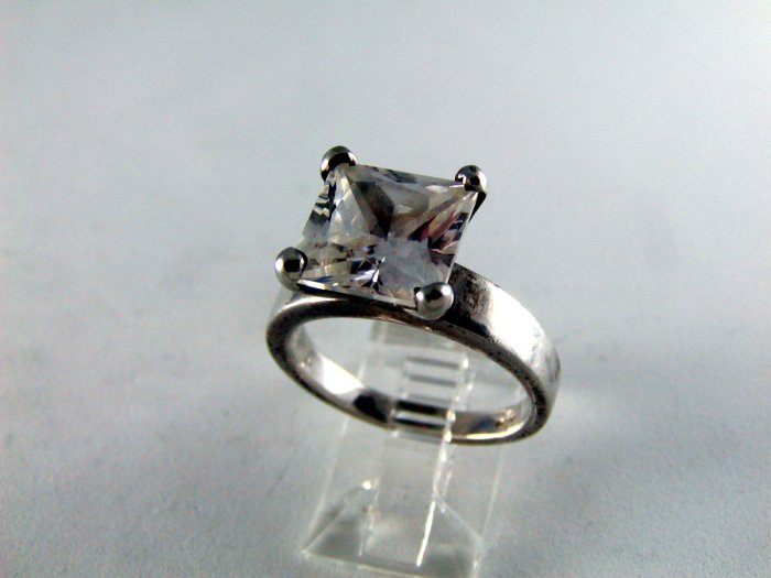 HUGE MAJOR BLING STERING SILVER CZ SOLITAIRE RING SZ 8 1/2