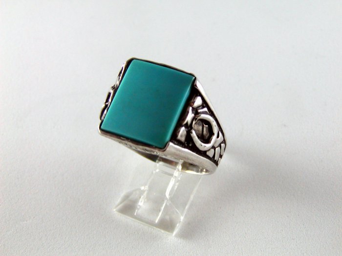VINTAGE NATIVE AMERICAN STERLING SILVER TURQUOISE RING SZ 11