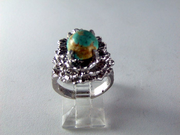 VINTAGE STYLE STERLING SILVER TURQUOISE ? RING SIZE 6