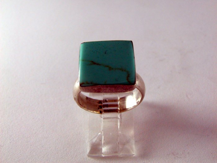 VINTAGE MEXICO STERLING SILVER TURQUOISE RING SIGNED sz 7 1/2