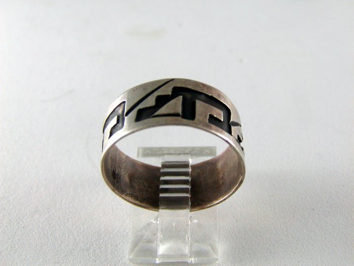 VINTAGE MEXICAN MEXICO STERLING SILVER BAND RING SZ 9 3/4 SIGNED CD