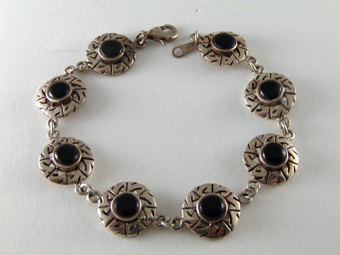 PETIT STERLING SILVER AND BLACK ONYX BRACELET