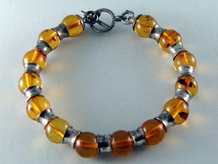 STERLING SILVER AND AMBER BRACELET