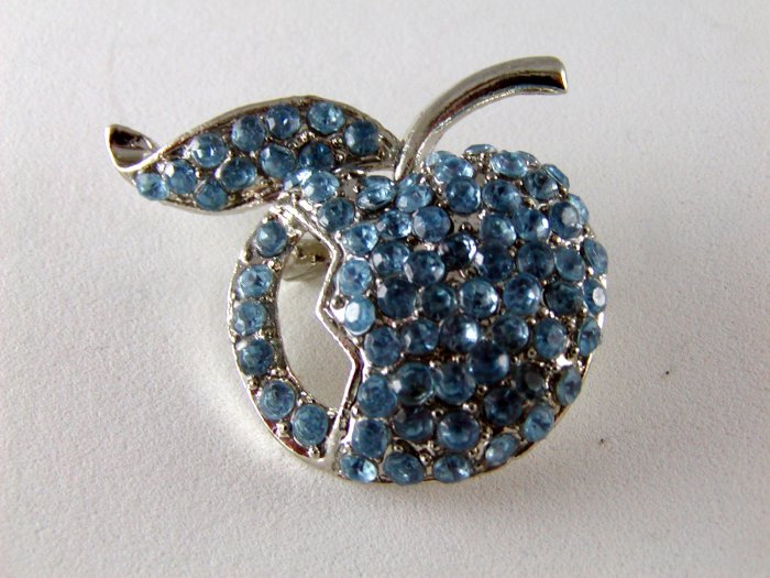 VINTAGE BLUE APPLE RHINESTONES FOR THE TEACHER