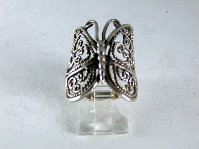 VINTAGE HANDCRAFTED STERLING SILVER BUTTERFLY RING SZ 6 1/4