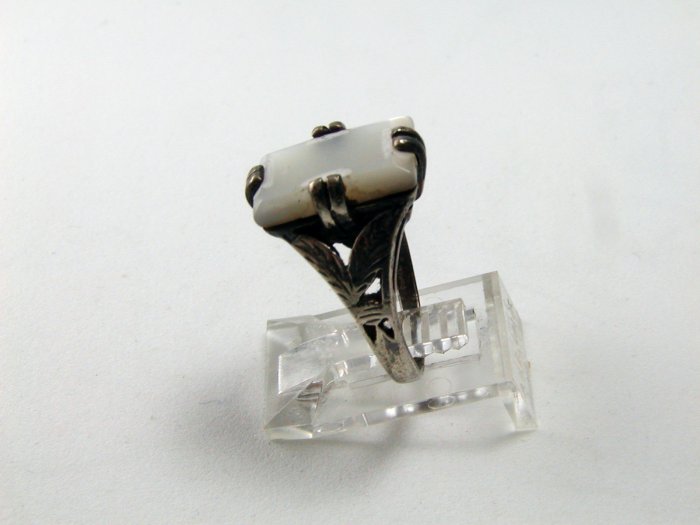 VINTAGE MEXICAN STERLING SILVER MOTHER OF PEARL RING SIZE 5 1/2