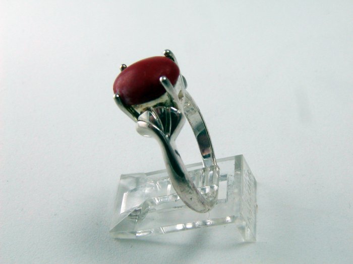 VINTAGE STYLE STERLING SILVER CORAL RING SIZE 7 1/2