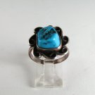 VINTAGE NATIVE AMERICAN SILVER TURQUOISE RING SIZE 7 1/4