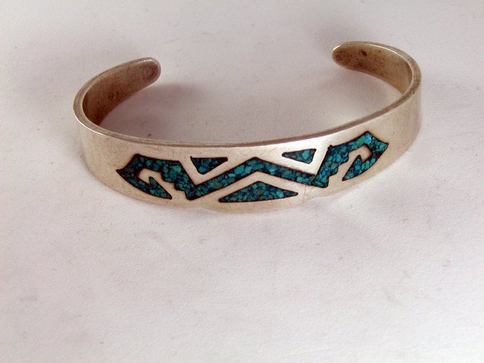 VINTAGE MEXICAN MEXICO TAXCO STERLING SILVER TURQUOISE CUFF BRACELET