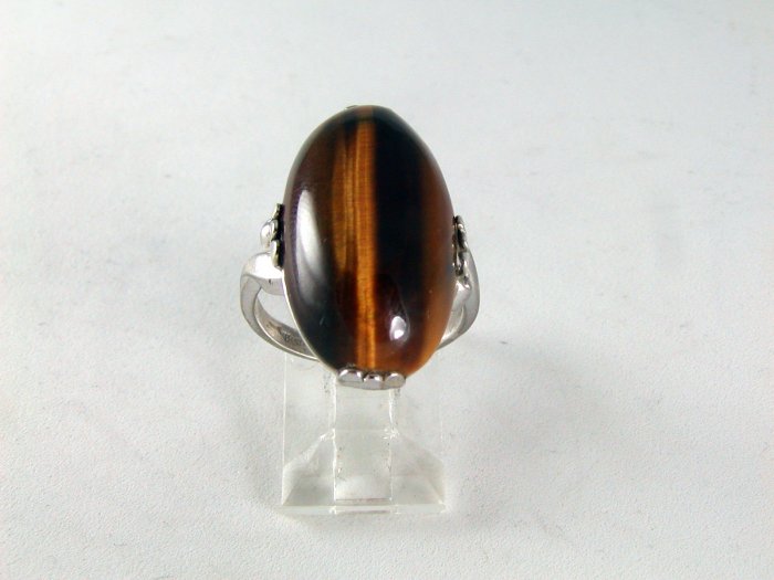 VINTAGE STERLING SILVER TIGER EYE RING SIZE 6