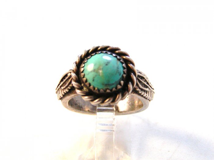 NATIVE AMERICAN NAVAJO STERLING SILVER TURQUOISE RING SIZE 8