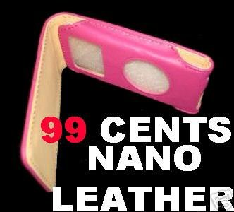 APPLE iPod NANO LEATHER PINK /BROWN CASE-GENERATION 1/2
