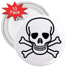 Jolly Roger 3" Button (10 pack), punk, goth, rock