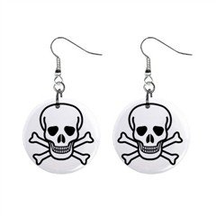 Jolly Roger 1" Button Earrings, punk, rock, goth, rockabilly