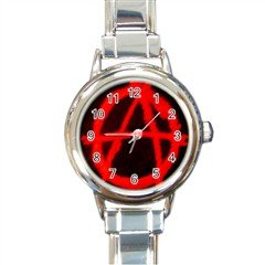 Anarchy Round Italian Charm Watch, punk, goth, rock