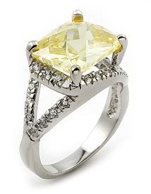 YELLOW RECTANGULAR STONE CZ RING