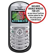TRACFONE Motorola C139-4 Prepaid Cellular Phone w/ Bonus Double Minutes For Life