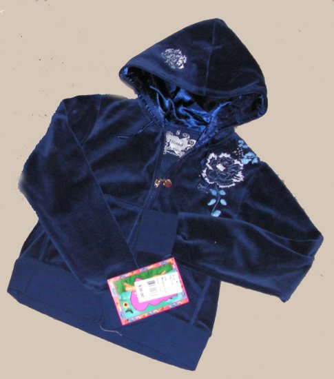 GIRLS BLUE VELOUR MUDD HOODIE ZIP-UP SZ 7/8 NWT