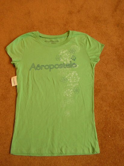 Women's Juniors Aeropostale T-shirt green Baby fit size L NWT