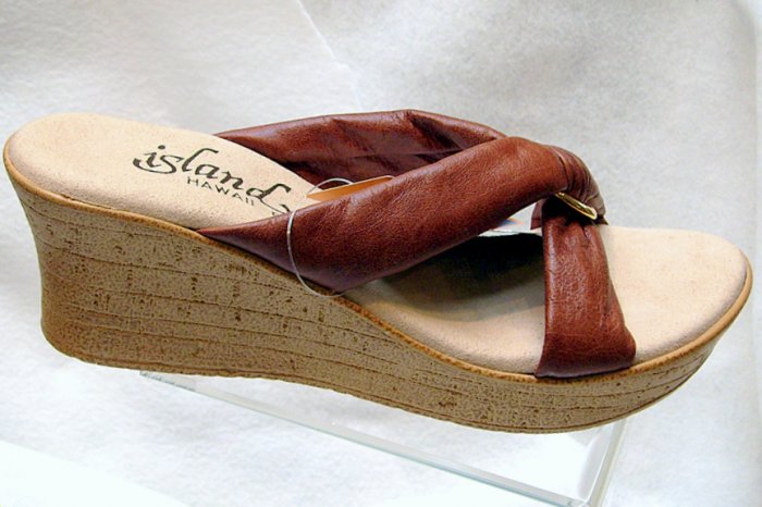 Island Slipper Women's P527 Wedge Sandal - COGNAC