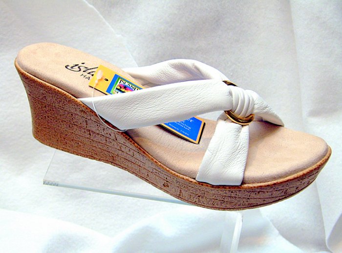 Island Slipper Women's P527 Wedge Sandal - WHITE