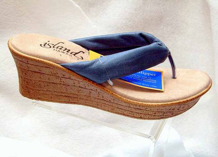 Island Slipper Women's P516 Wedge Thong - DENIM