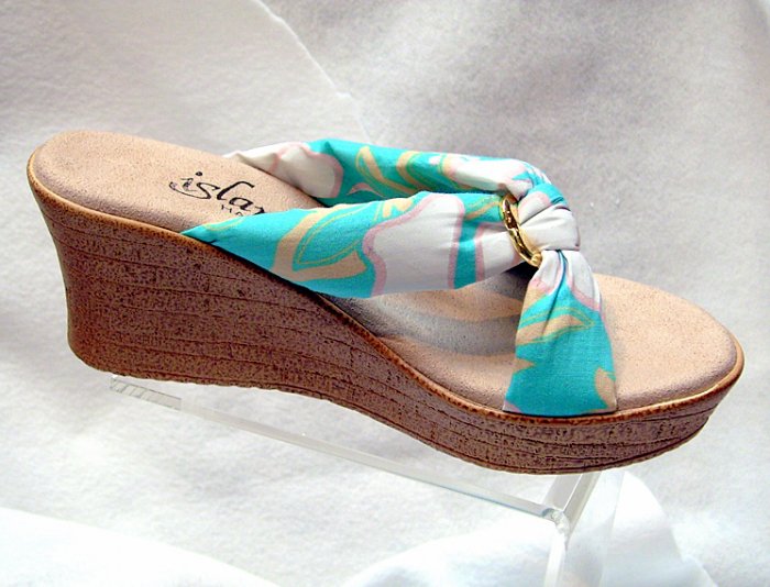 Island Slipper Women's P387 Wedge Sandal - AQUA