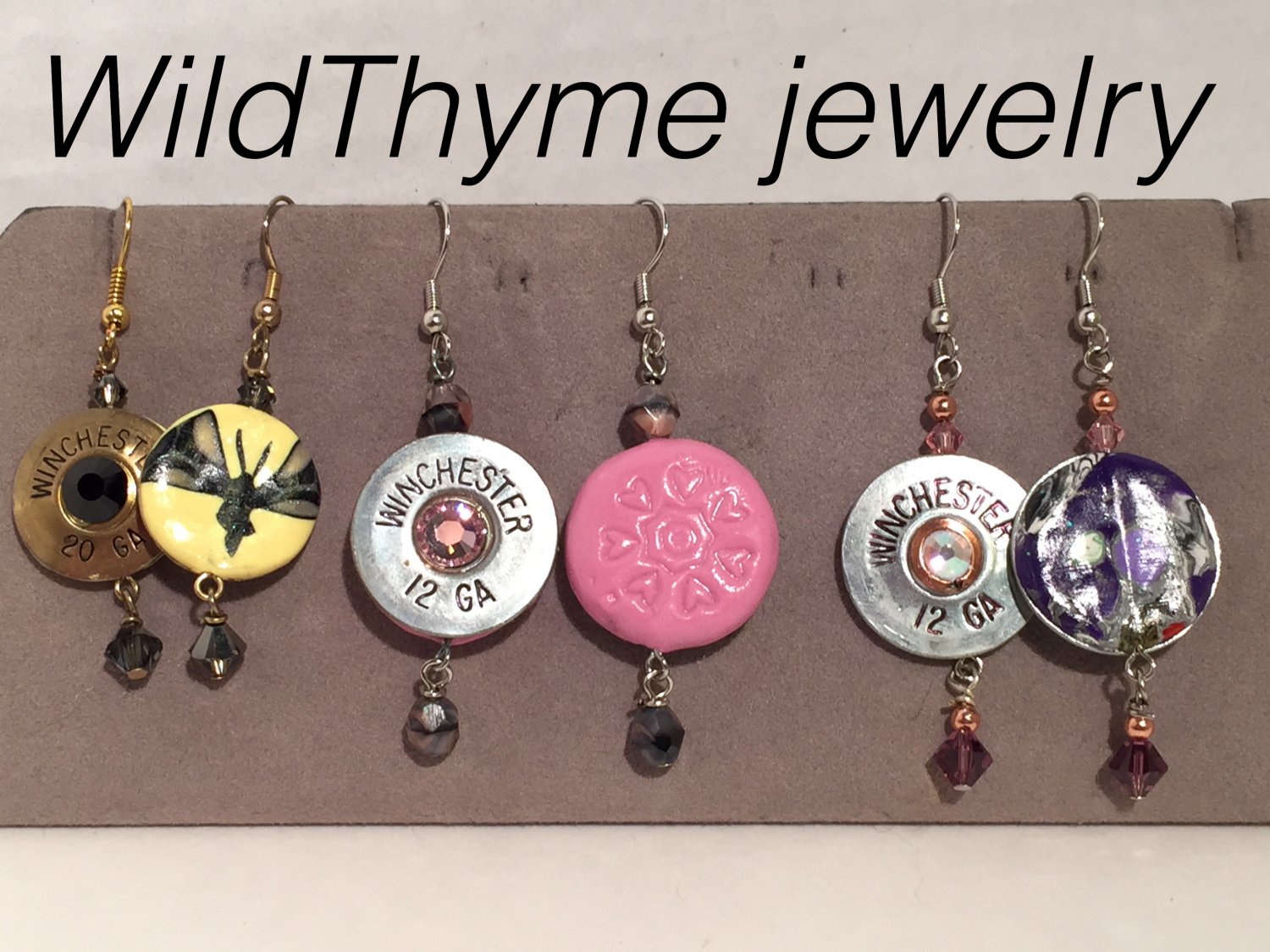 Shotgun Shell Earrings with handmade clay back