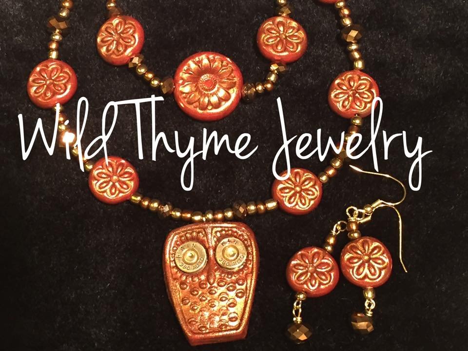 Brown clay Owl pendant necklace, bracelet and earring set