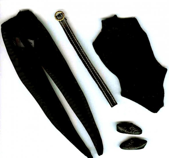 Doll Tights Leotard Belt and Aerobic Shoes BLACK Candi 11.5 to 12 inch Dolls