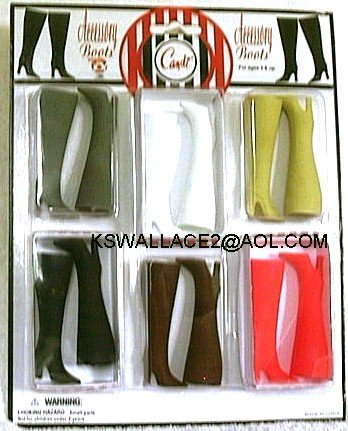 DOLL BOOTS 6 PACK Basic Colors 11.5 to12" fashion dolls