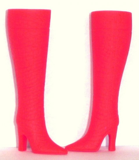 Doll Boots for 11.5-12" fashion dolls, BRIGHT NEON RED, Candi Brand