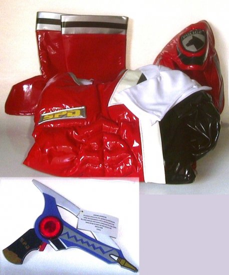 Disney Store RED POWER RANGERS Costume + GUN Med 7/8