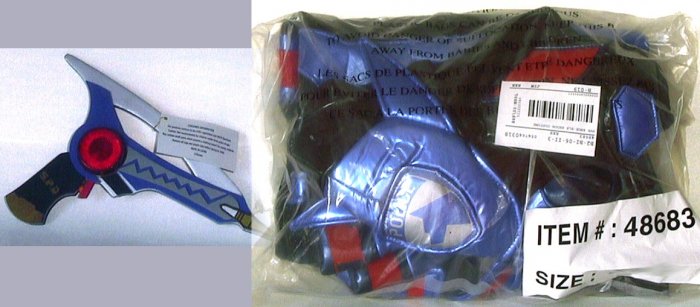 Disney store BLACK POWER RANGERS Costume + GUN, XXS 2/3