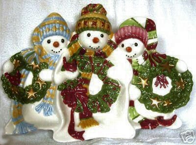 Fitz & Floyd The FLURRIES snowman 3 SECTION SERVER