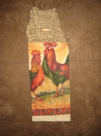Crochet Top Rooster Towel