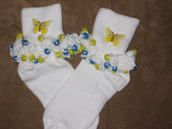 Butterflie Beaded Socks (Yellow)