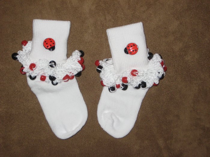 Ladybug Beaded Sock