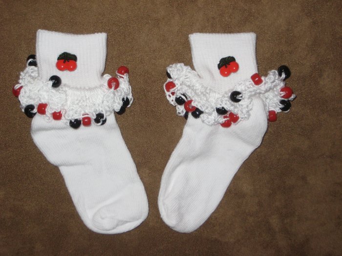Cherry Beaded Sock