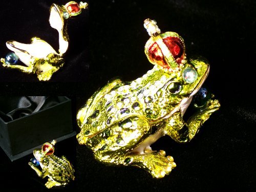 Frog W/ Crown Jeweled Trinket Box