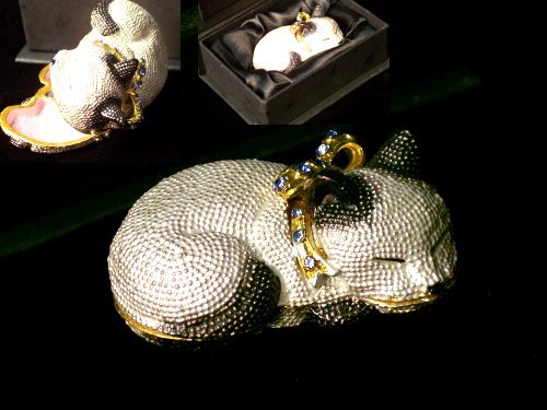 Cat Jeweled Trinket Box