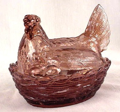 Purple Slag Glass Hen On Nest