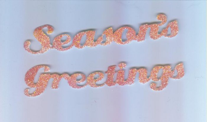 Scrapbooking Die Cuts Cut Red Glitter Coated SEASON'S GREETINGS