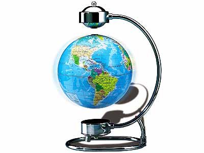 Levitating Globe With Chrome Steel Base