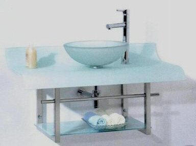 Ikasumoto Tempered Glass Chrome Vanity Unit