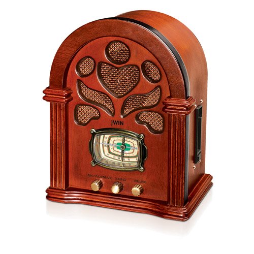 Jwin JK-222 WOOD CABINET TOMBSTONE RADIO WITH 4 BAND AM/FM/TV/WB