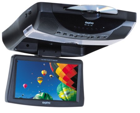 Sanyo CDV-7004 Mobile Video Entertainment System Roof Mount DVD Player with Flip-Down 7 TFT LCD Col