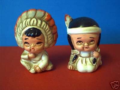 CUTE INDIAN BABY WESTERN SALT & PEPPER SET * FREE SHIPPING*