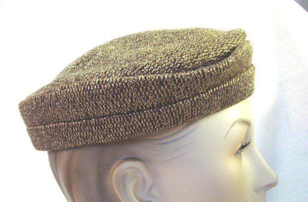 Vintage 50s Metallic Gold Woven Evening Hat New York Creations
